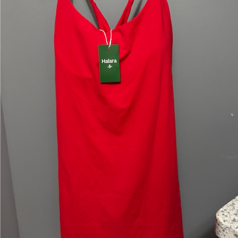 HALARA Bold Red Backless Dress
